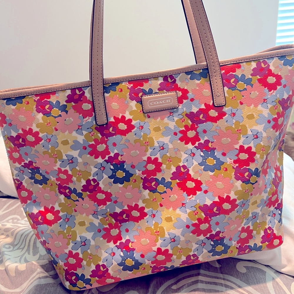 Coach Metro floral print tote with matching make up bag